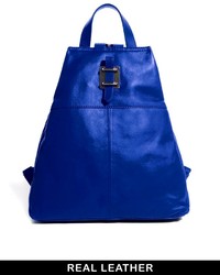 blauer Leder Rucksack von Asos