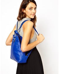 blauer Leder Rucksack von Asos