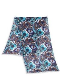 blauer Leinen Schal mit Paisley-Muster