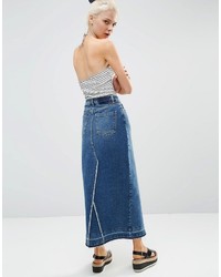 blauer Midirock aus Jeans von Asos