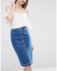 blauer Midirock aus Jeans von Asos