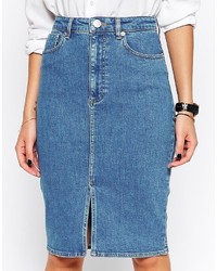 blauer Midirock aus Jeans von Asos