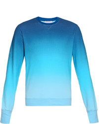 blauer Pullover mit einem Rundhalsausschnitt mit Farbverlauf