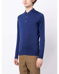 blauer Polo Pullover von John Smedley