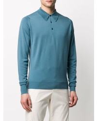 blauer Polo Pullover von John Smedley