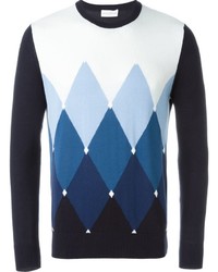 blauer Pullover mit Argyle-Muster
