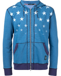 blauer Pullover mit einem Kapuze mit Sternenmuster von GUILD PRIME