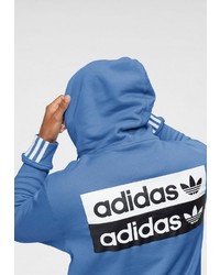 blauer Pullover mit einem Kapuze von adidas Originals