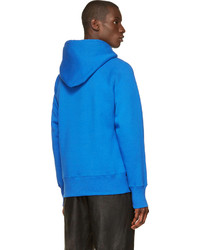 blauer Pullover mit einem Kapuze von Christopher Kane