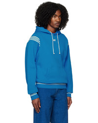 blauer Pullover mit einem Kapuze von Wales Bonner