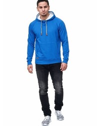 blauer Pullover mit einem Kapuze von INDICODE