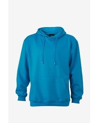 blauer Pullover mit einem Kapuze von James & Nicholson