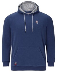 blauer Pullover mit einem Kapuze von Jan Vanderstorm