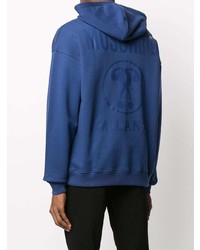 blauer Pullover mit einem Kapuze von Moschino