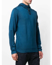 blauer Pullover mit einem Kapuze von Stone Island