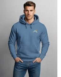 blauer Pullover mit einem Kapuze von Neverless