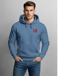 blauer Pullover mit einem Kapuze von Neverless