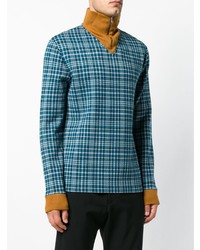 blauer Pullover mit einem Reißverschluss am Kragen von Calvin Klein 205W39nyc