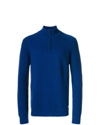 blauer Pullover mit einem Reißverschluss am Kragen von CP Company