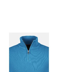 blauer Pullover mit einem Reißverschluss am Kragen von LERROS