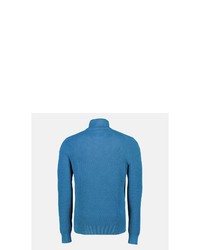 blauer Pullover mit einem Reißverschluss am Kragen von LERROS