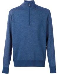 blauer Pullover mit einem Reißverschluss am Kragen von Loro Piana