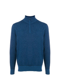 blauer Pullover mit einem Reißverschluss am Kragen von Loro Piana