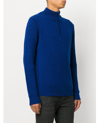 blauer Pullover mit einem Reißverschluss am Kragen von CP Company