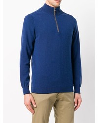 blauer Pullover mit einem Reißverschluss am Kragen von N.Peal