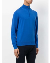blauer Pullover mit einem Reißverschluss am Kragen von Canali