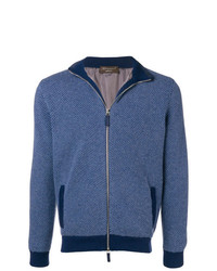blauer Pullover mit einem Reißverschluß von Doriani Cashmere