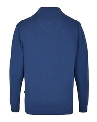 blauer Pullover mit einem Reißverschluß von Hajo