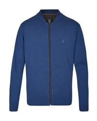 blauer Pullover mit einem Reißverschluß von Hajo