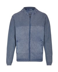 blauer Pullover mit einem Reißverschluß von Hajo