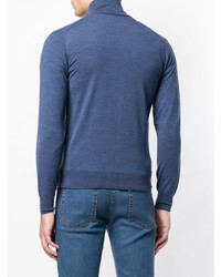 blauer Pullover mit einem Reißverschluß von Brioni