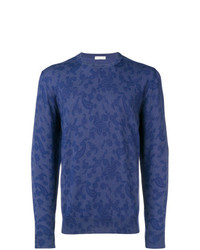 blauer Pullover mit einem Rundhalsausschnitt mit Paisley-Muster von Etro