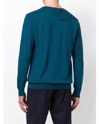 blauer Pullover mit einem Rundhalsausschnitt mit Paisley-Muster von Etro