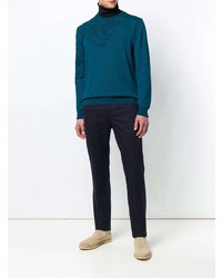 blauer Pullover mit einem Rundhalsausschnitt mit Paisley-Muster von Etro