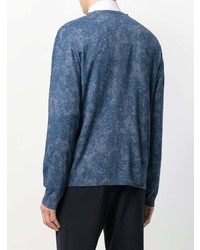 blauer Pullover mit einem Rundhalsausschnitt mit Paisley-Muster von Etro