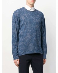 blauer Pullover mit einem Rundhalsausschnitt mit Paisley-Muster von Etro