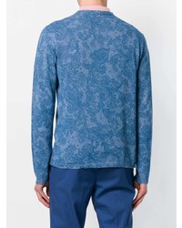 blauer Pullover mit einem Rundhalsausschnitt mit Paisley-Muster von Etro