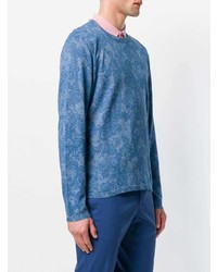 blauer Pullover mit einem Rundhalsausschnitt mit Paisley-Muster von Etro