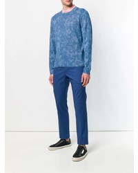 blauer Pullover mit einem Rundhalsausschnitt mit Paisley-Muster von Etro