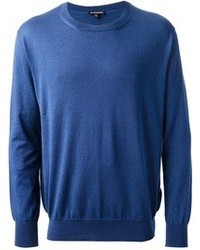 blauer Pullover mit einem Rundhalsausschnitt von Ann Demeulemeester