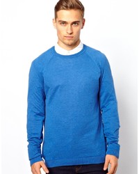 blauer Pullover mit einem Rundhalsausschnitt von Asos