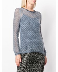 blauer Pullover mit einem Rundhalsausschnitt von Ermanno Scervino