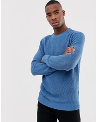 blauer Pullover mit einem Rundhalsausschnitt von Bershka