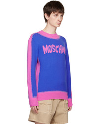 blauer Pullover mit einem Rundhalsausschnitt von Moschino