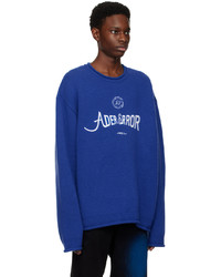 blauer Pullover mit einem Rundhalsausschnitt von Ader Error