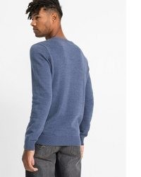 blauer Pullover mit einem Rundhalsausschnitt von bonprix
